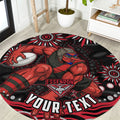Personalized Essendon Bombers Rugby Round Carpet Aboriginal Dot Art - Dreamtime Football Mascot