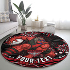 Personalized Essendon Bombers Rugby Round Carpet Aboriginal Dot Art - Dreamtime Football Mascot