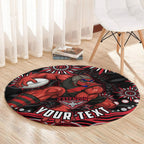 Personalized Essendon Bombers Rugby Round Carpet Aboriginal Dot Art - Dreamtime Football Mascot