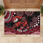 Personalized Essendon Bombers Rugby Rubber Doormat Aboriginal Dot Art - Dreamtime Football Mascot
