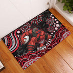 Personalized Essendon Bombers Rugby Rubber Doormat Aboriginal Dot Art - Dreamtime Football Mascot