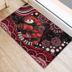 Personalized Essendon Bombers Rugby Rubber Doormat Aboriginal Dot Art - Dreamtime Football Mascot