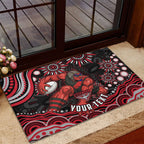 Personalized Essendon Bombers Rugby Rubber Doormat Aboriginal Dot Art - Dreamtime Football Mascot