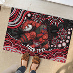 Personalized Essendon Bombers Rugby Rubber Doormat Aboriginal Dot Art - Dreamtime Football Mascot