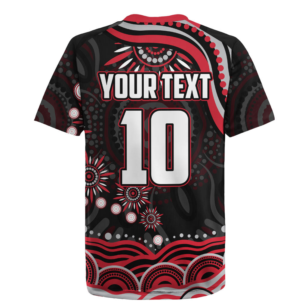 Personalized Essendon Bombers Rugby Rugby Jersey Aboriginal Dot Art - Dreamtime Football Mascot