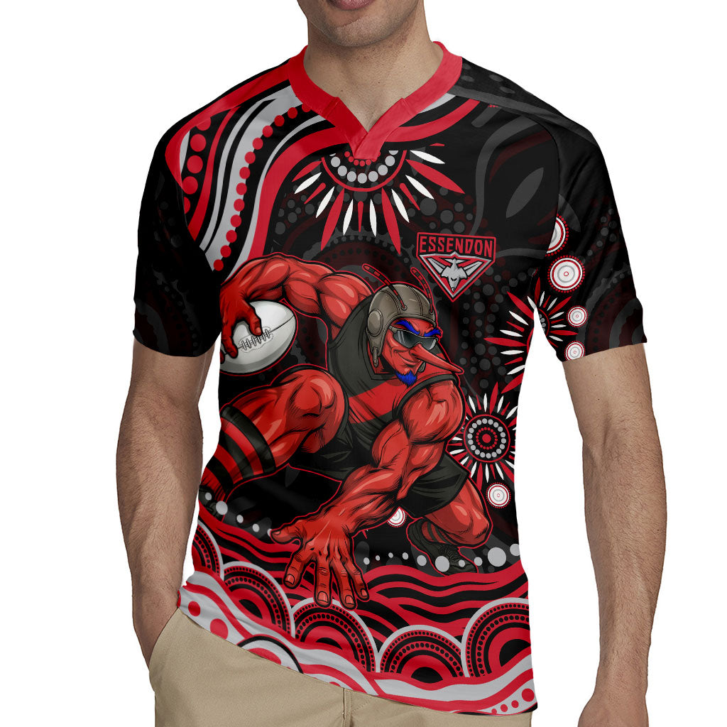 Personalized Essendon Bombers Rugby Rugby Jersey Aboriginal Dot Art - Dreamtime Football Mascot