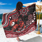 Personalized Essendon Bombers Rugby Sarong Aboriginal Dot Art - Dreamtime Football Mascot