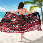Personalized Essendon Bombers Rugby Sarong Aboriginal Dot Art - Dreamtime Football Mascot