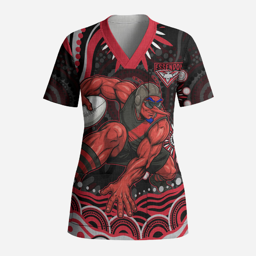 Personalized Essendon Bombers Rugby Scrub Top Aboriginal Dot Art - Dreamtime Football Mascot