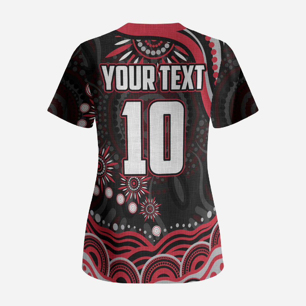 Personalized Essendon Bombers Rugby Scrub Top Aboriginal Dot Art - Dreamtime Football Mascot