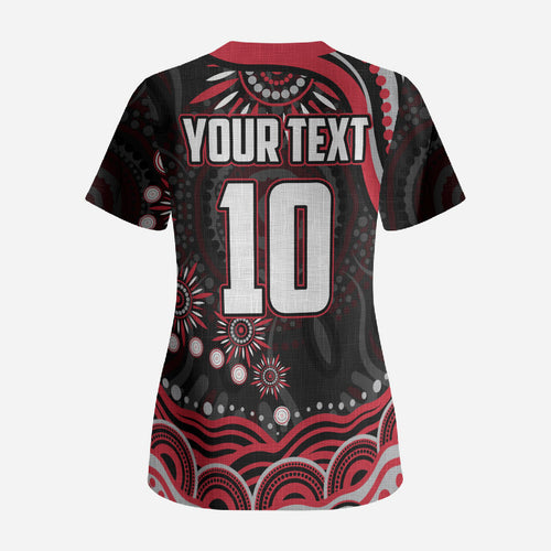 Personalized Essendon Bombers Rugby Scrub Top Aboriginal Dot Art - Dreamtime Football Mascot