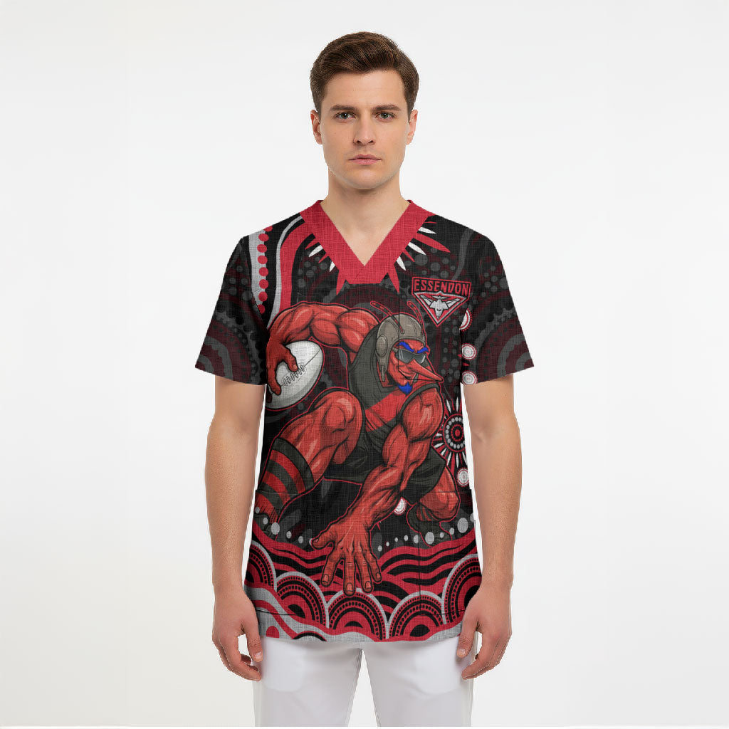 Personalized Essendon Bombers Rugby Scrub Top Aboriginal Dot Art - Dreamtime Football Mascot
