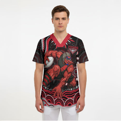 Personalized Essendon Bombers Rugby Scrub Top Aboriginal Dot Art - Dreamtime Football Mascot
