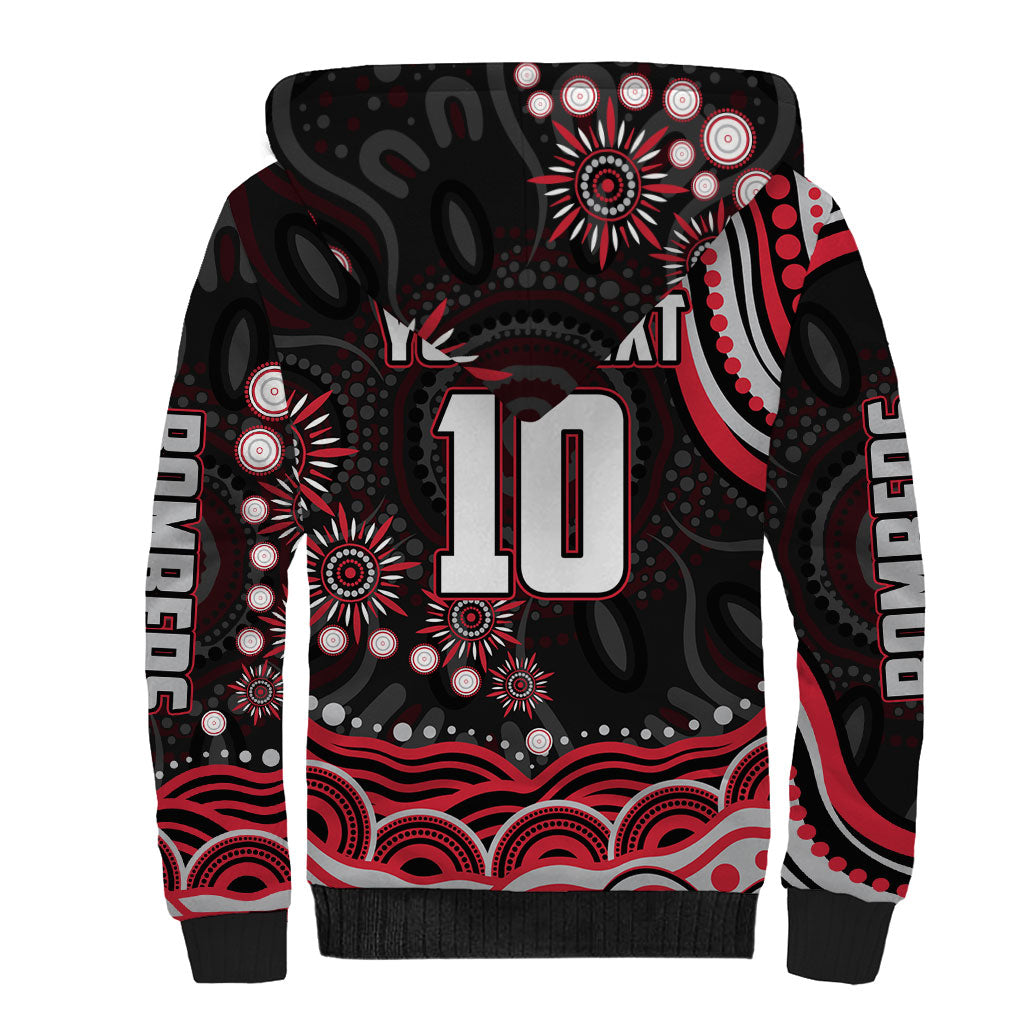 Personalized Essendon Bombers Rugby Sherpa Hoodie Aboriginal Dot Art - Dreamtime Football Mascot