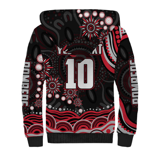 Personalized Essendon Bombers Rugby Sherpa Hoodie Aboriginal Dot Art - Dreamtime Football Mascot