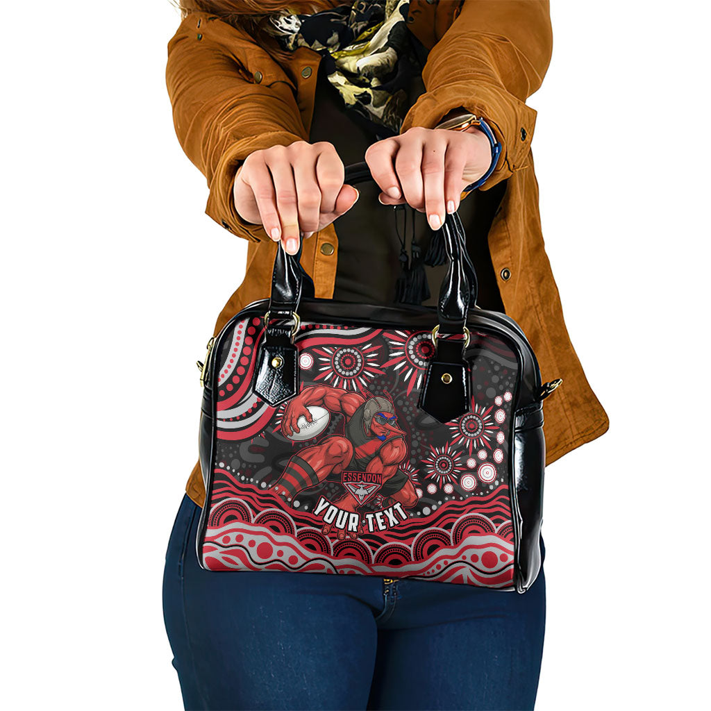 Personalized Essendon Bombers Rugby Shoulder Handbag Aboriginal Dot Art - Dreamtime Football Mascot