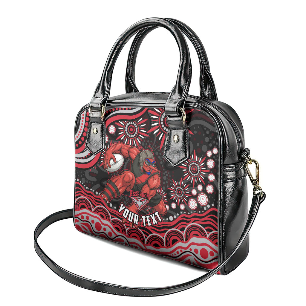Personalized Essendon Bombers Rugby Shoulder Handbag Aboriginal Dot Art - Dreamtime Football Mascot