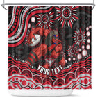 Personalized Essendon Bombers Rugby Shower Curtain Aboriginal Dot Art - Dreamtime Football Mascot