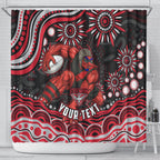 Personalized Essendon Bombers Rugby Shower Curtain Aboriginal Dot Art - Dreamtime Football Mascot