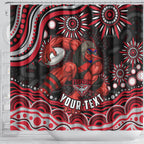 Personalized Essendon Bombers Rugby Shower Curtain Aboriginal Dot Art - Dreamtime Football Mascot