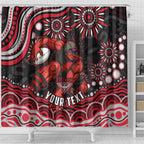 Personalized Essendon Bombers Rugby Shower Curtain Aboriginal Dot Art - Dreamtime Football Mascot