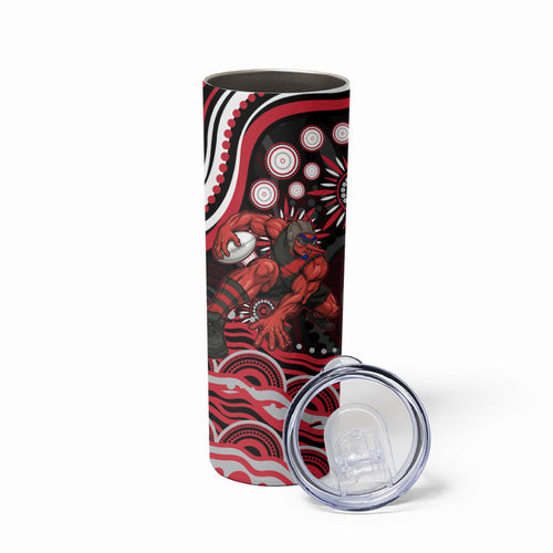 Personalized Essendon Bombers Rugby Skinny Tumbler Aboriginal Dot Art - Dreamtime Football Mascot