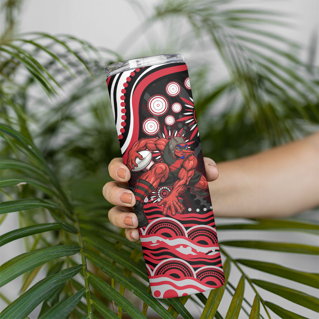 Personalized Essendon Bombers Rugby Skinny Tumbler Aboriginal Dot Art - Dreamtime Football Mascot