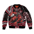 Personalized Essendon Bombers Rugby Sleeve Zip Bomber Jacket Aboriginal Dot Art - Dreamtime Football Mascot