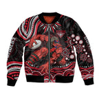Personalized Essendon Bombers Rugby Sleeve Zip Bomber Jacket Aboriginal Dot Art - Dreamtime Football Mascot