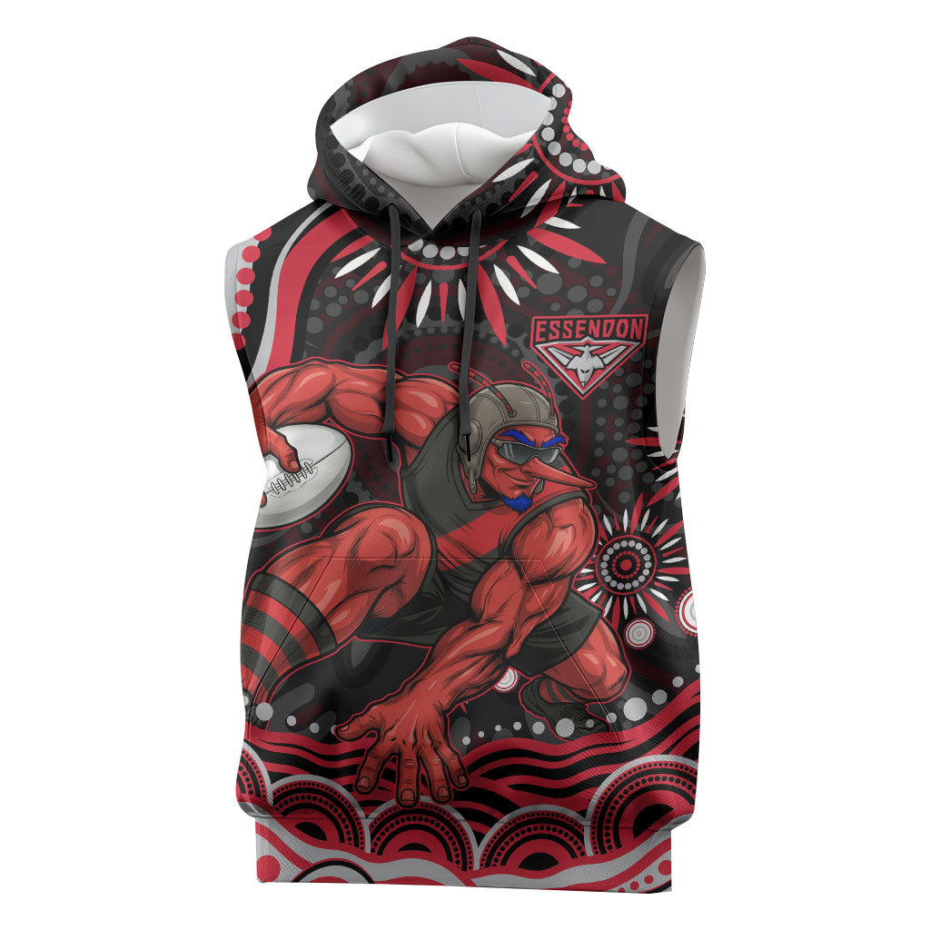 Personalized Essendon Bombers Rugby Sleeveless Hoodie Aboriginal Dot Art - Dreamtime Football Mascot