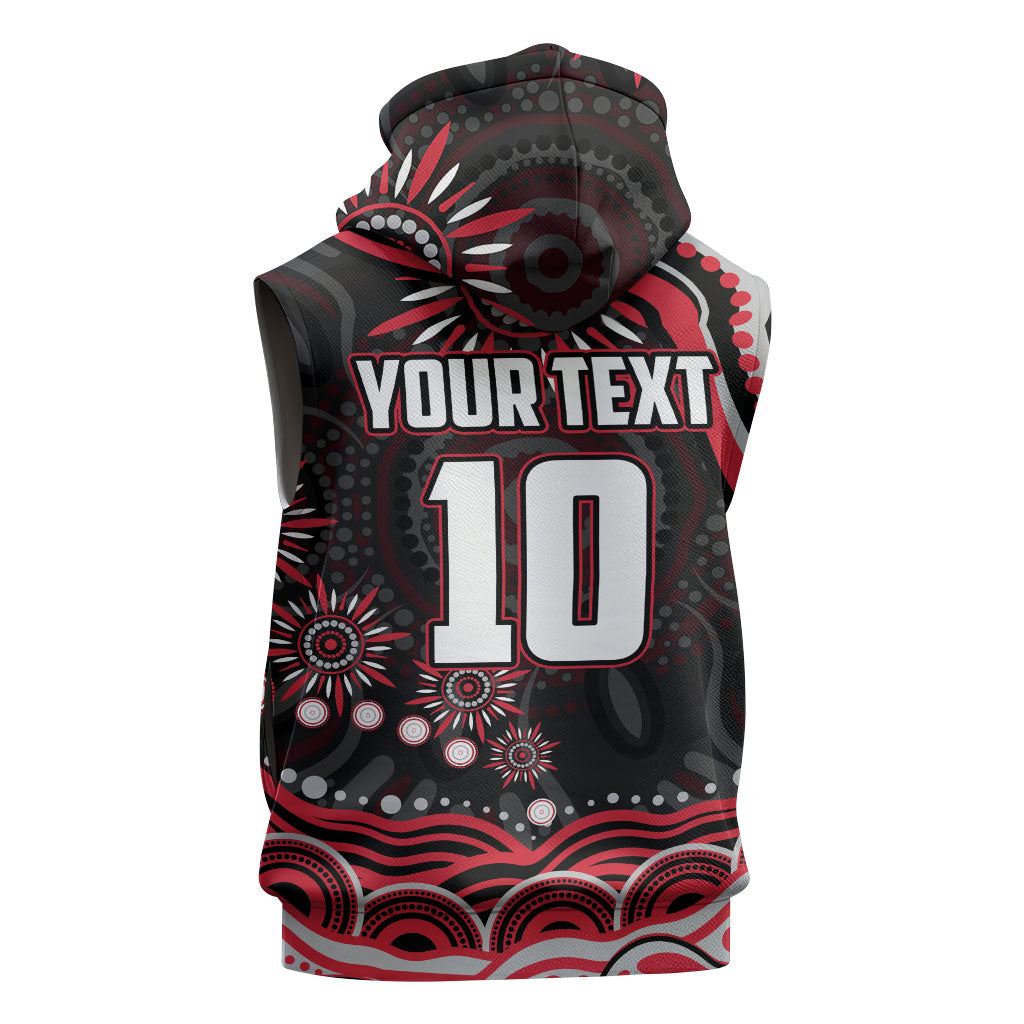 Personalized Essendon Bombers Rugby Sleeveless Hoodie Aboriginal Dot Art - Dreamtime Football Mascot