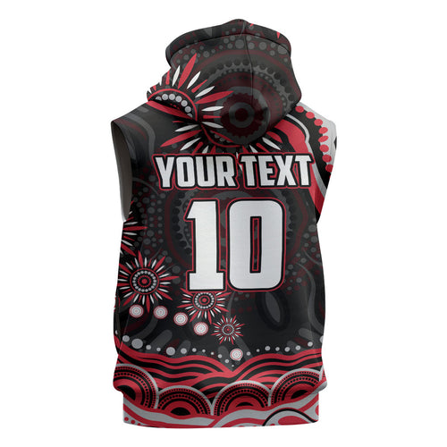Personalized Essendon Bombers Rugby Sleeveless Hoodie Aboriginal Dot Art - Dreamtime Football Mascot