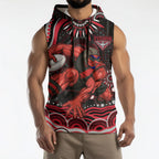 Personalized Essendon Bombers Rugby Sleeveless Hoodie Aboriginal Dot Art - Dreamtime Football Mascot