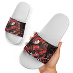 Personalized Essendon Bombers Rugby Slide Sandals Aboriginal Dot Art - Dreamtime Football Mascot