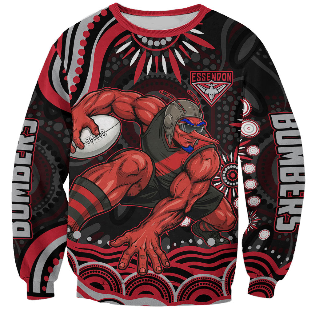 Personalized Essendon Bombers Rugby Sweatshirt Aboriginal Dot Art - Dreamtime Football Mascot