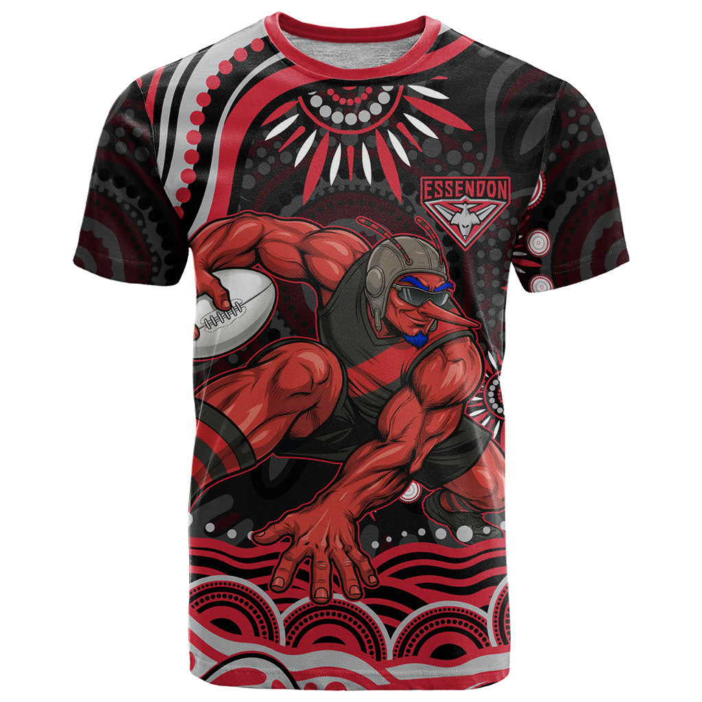 Personalized Essendon Bombers Rugby T Shirt Aboriginal Dot Art - Dreamtime Football Mascot