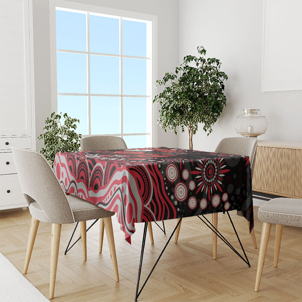Personalized Essendon Bombers Rugby Tablecloth Aboriginal Dot Art - Dreamtime Football Mascot