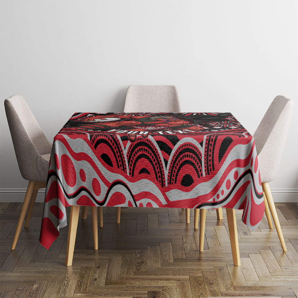 Personalized Essendon Bombers Rugby Tablecloth Aboriginal Dot Art - Dreamtime Football Mascot