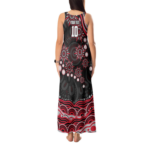 Personalized Essendon Bombers Rugby Tank Maxi Dress Aboriginal Dot Art - Dreamtime Football Mascot