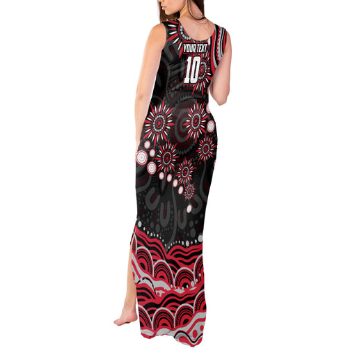 Personalized Essendon Bombers Rugby Tank Maxi Dress Aboriginal Dot Art - Dreamtime Football Mascot