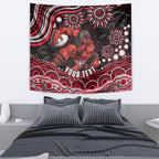 Personalized Essendon Bombers Rugby Tapestry Aboriginal Dot Art - Dreamtime Football Mascot