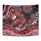 Personalized Essendon Bombers Rugby Tapestry Aboriginal Dot Art - Dreamtime Football Mascot