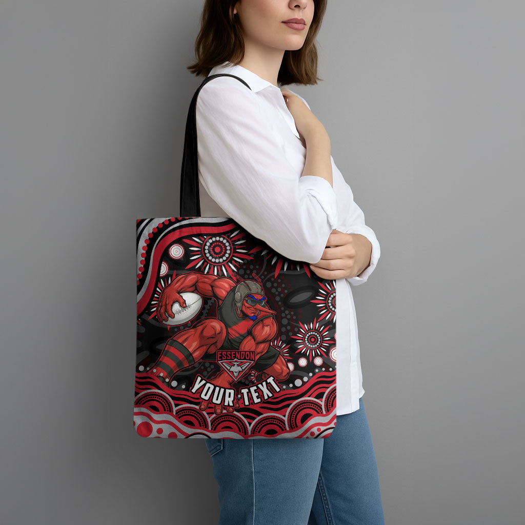Personalized Essendon Bombers Rugby Tote Bag Aboriginal Dot Art - Dreamtime Football Mascot