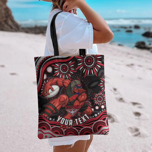 Personalized Essendon Bombers Rugby Tote Bag Aboriginal Dot Art - Dreamtime Football Mascot