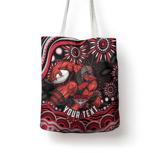 Personalized Essendon Bombers Rugby Tote Bag Aboriginal Dot Art - Dreamtime Football Mascot