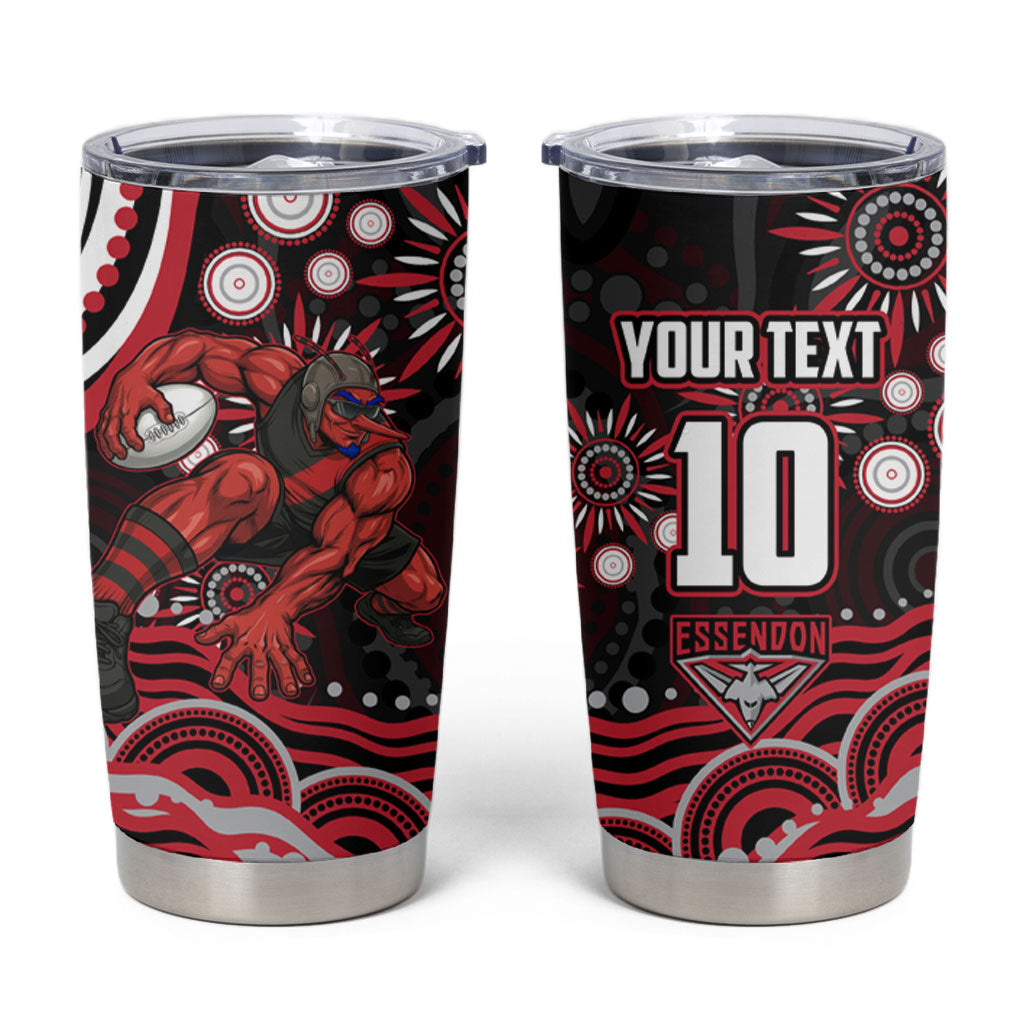 Personalized Essendon Bombers Rugby Tumbler Cup Aboriginal Dot Art - Dreamtime Football Mascot
