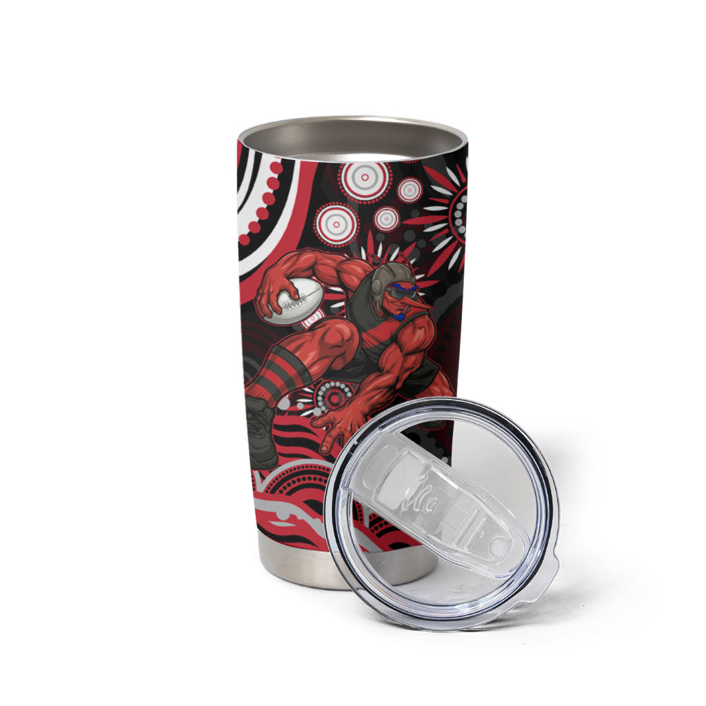 Personalized Essendon Bombers Rugby Tumbler Cup Aboriginal Dot Art - Dreamtime Football Mascot