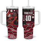 Personalized Essendon Bombers Rugby Tumbler With Handle Aboriginal Dot Art - Dreamtime Football Mascot