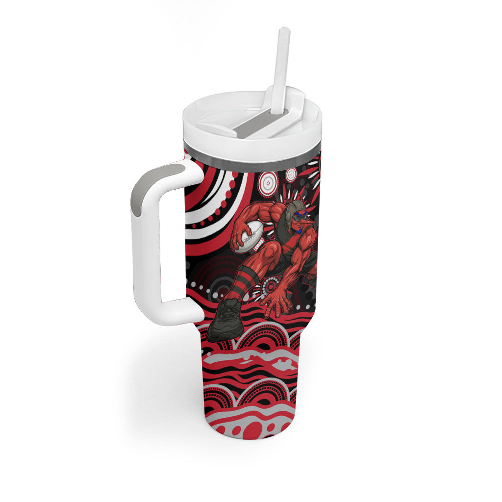 Personalized Essendon Bombers Rugby Tumbler With Handle Aboriginal Dot Art - Dreamtime Football Mascot