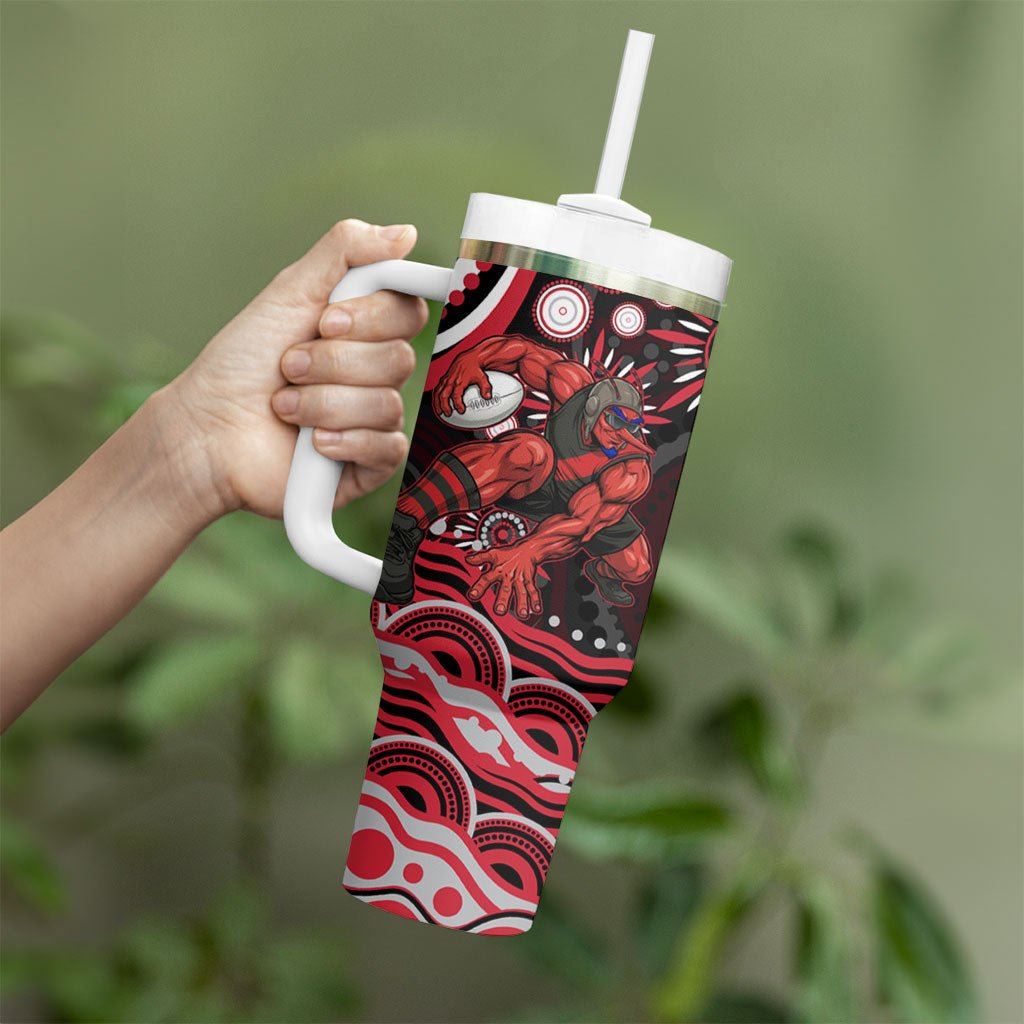 Personalized Essendon Bombers Rugby Tumbler With Handle Aboriginal Dot Art - Dreamtime Football Mascot